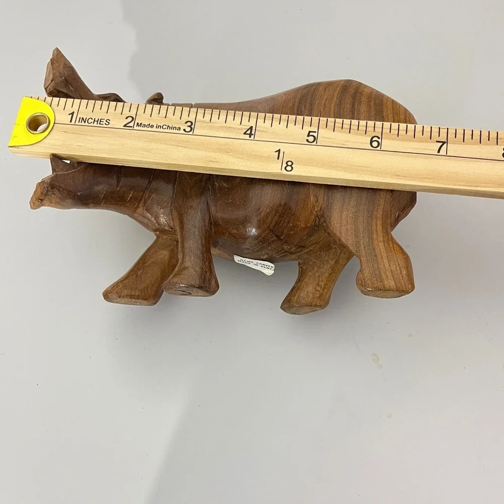 Vintage African ‎ Hand Carved Wood Hippopotamus Open Mouth Hungry Hippo